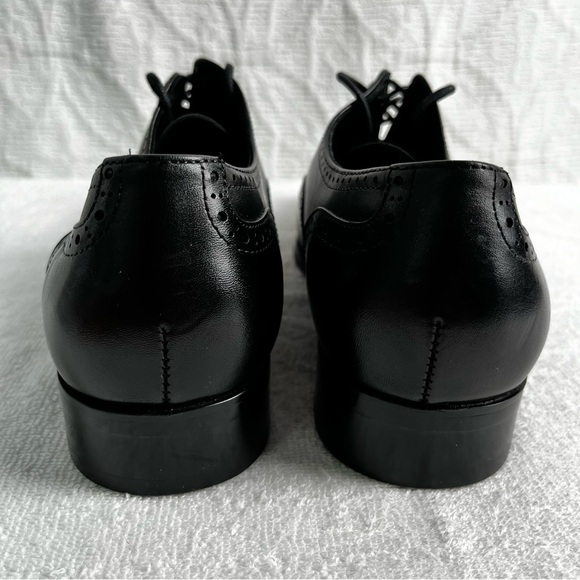 Alipasinm Classic Oxford Mens 10 Black Genuine Leather Lace Up Dress Shoes - Picture 4 of 16